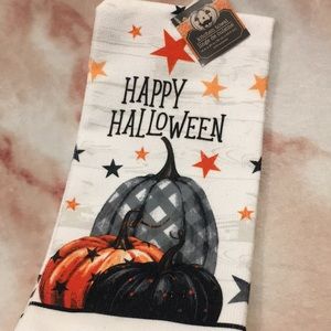 Fall Autumn Happy Halloween Kitchen Towel NWT Polyester  15” x 25”